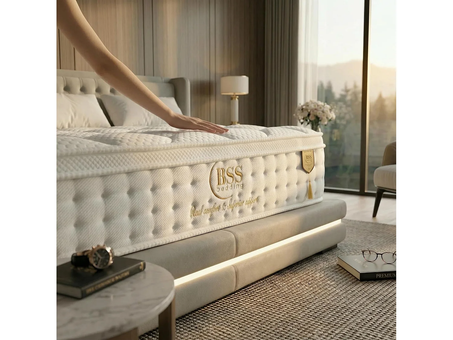 BSS BEDDING Sydney Matelas 120x200 cm, Ressorts Ensachés H3, 30 cm, 7 Zones, Mousse Froide & Confort, Ergonomique, Respirant, Soutien Orthopédique