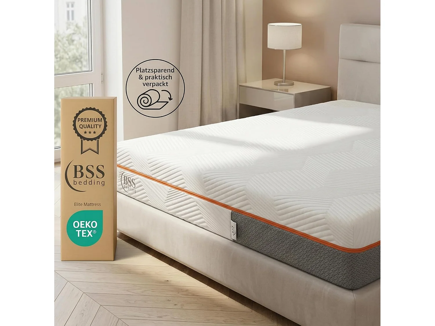 BSS Bedding Matelas 120x200 cm - Mémoire de Forme H3/H4 – 22 cm – Matelas 7 Zones Ergonomique – Respirant – Housse Amovible avec Fermeture Éclair