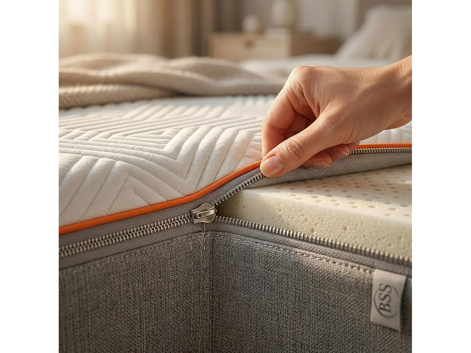 BSS Bedding Matelas 120x200 cm - Mémoire de Forme H3/H4 – 22 cm – Matelas 7 Zones Ergonomique – Respirant – Housse Amovible avec Fermeture Éclair