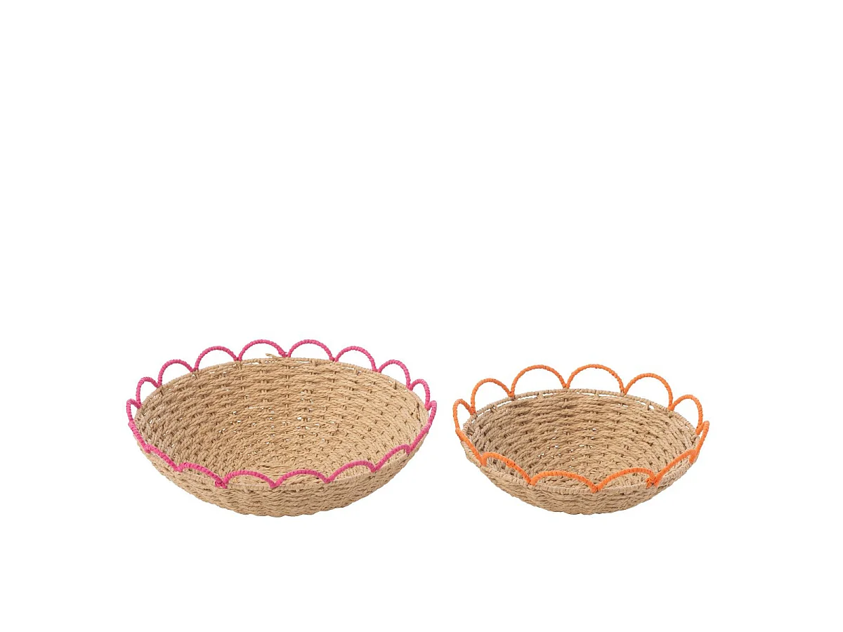 Lot de 2 Coupelles Déco "Flores" 42cm Naturel