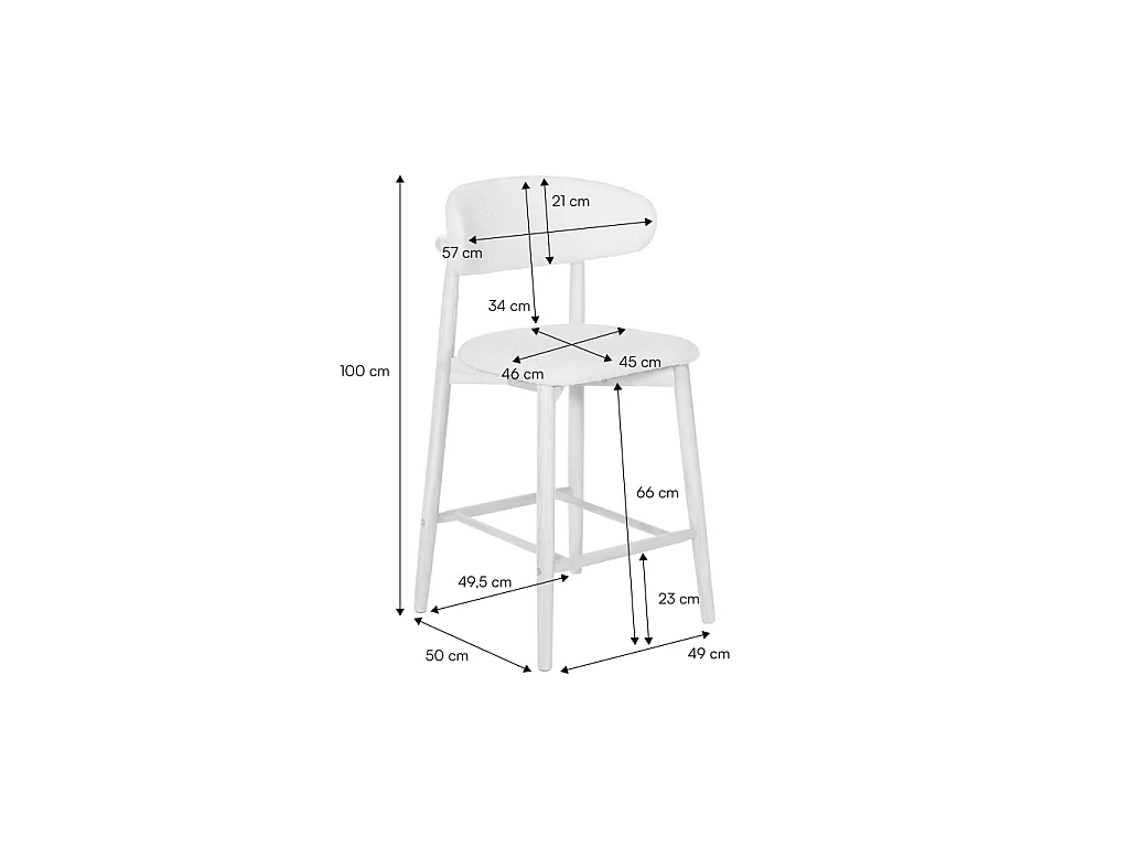 Lot de 2 tabourets de bar en bois d'hévéa noyer et tissu chenille taupe - Paola