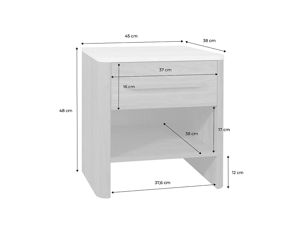 Lot de 2 tables de chevet décor bois noyer et effet travertin 1 tiroir - Aretha