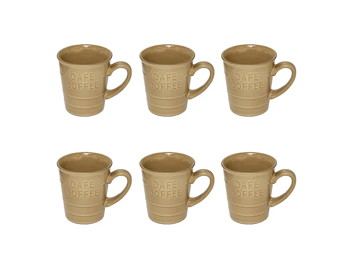 Lot de 6 Mugs à Café "Joel" 20cl Beige
