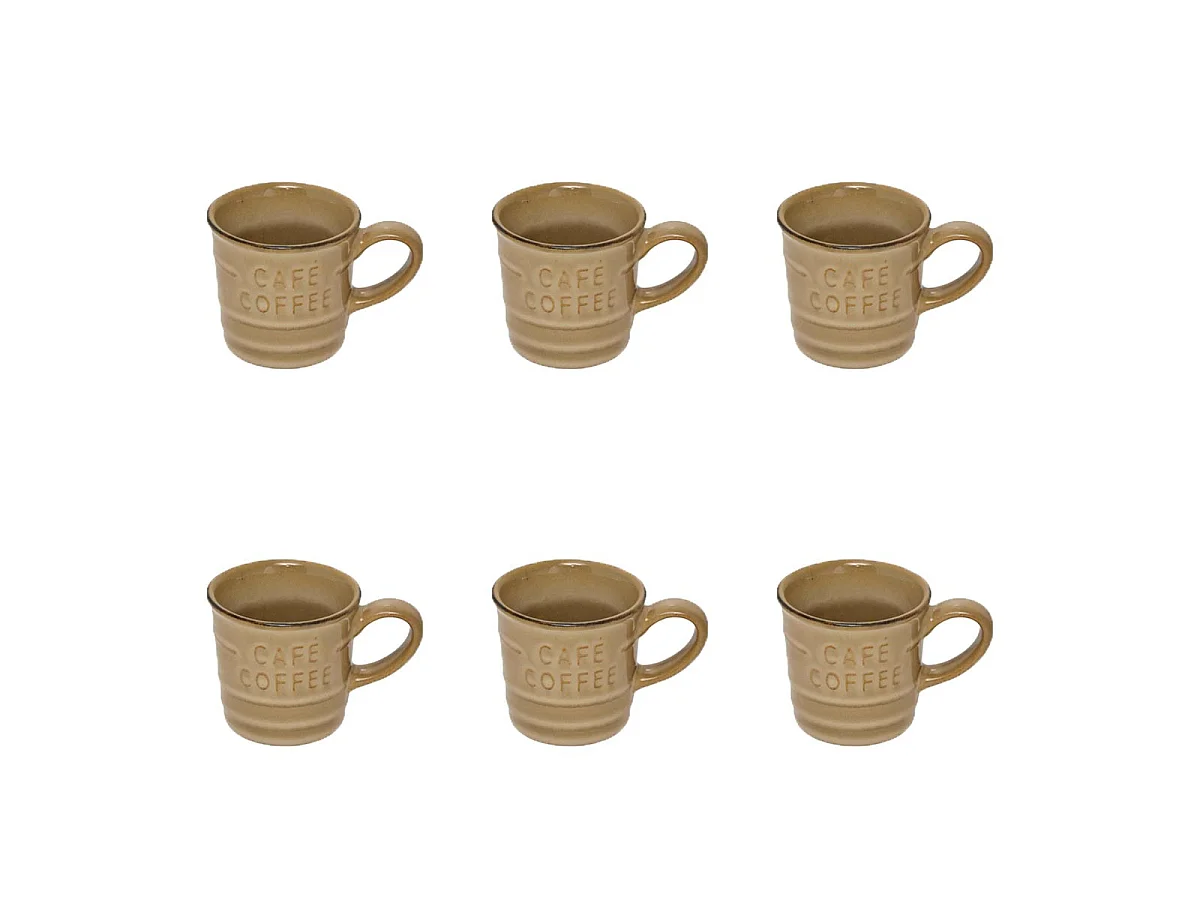 Lot de 6 Tasses à Café Expresso "Joel" 8cl Beige