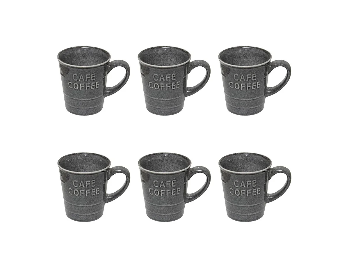 Lot de 6 Mugs à Café "Joel" 20cl Gris