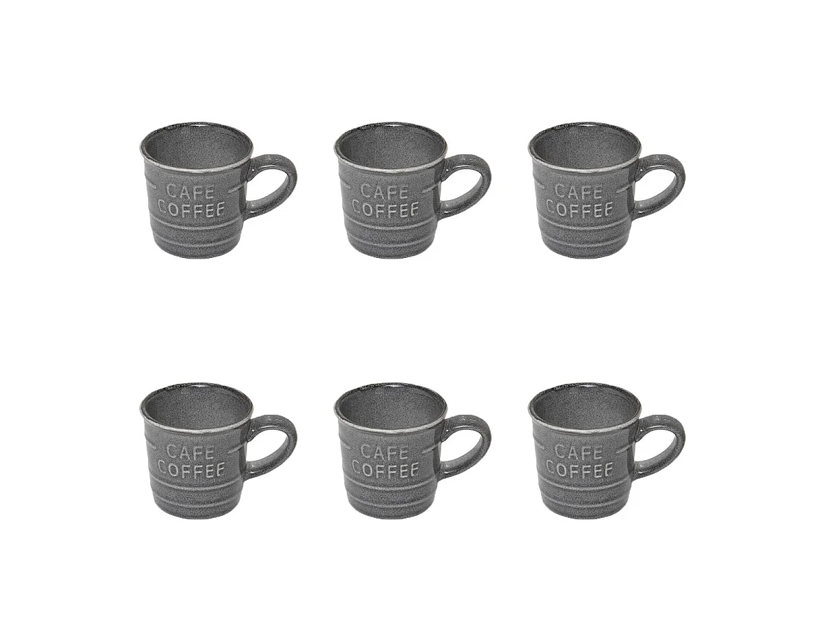 Lot de 6 Tasses à Café Expresso  "Joel" 8cl Gris