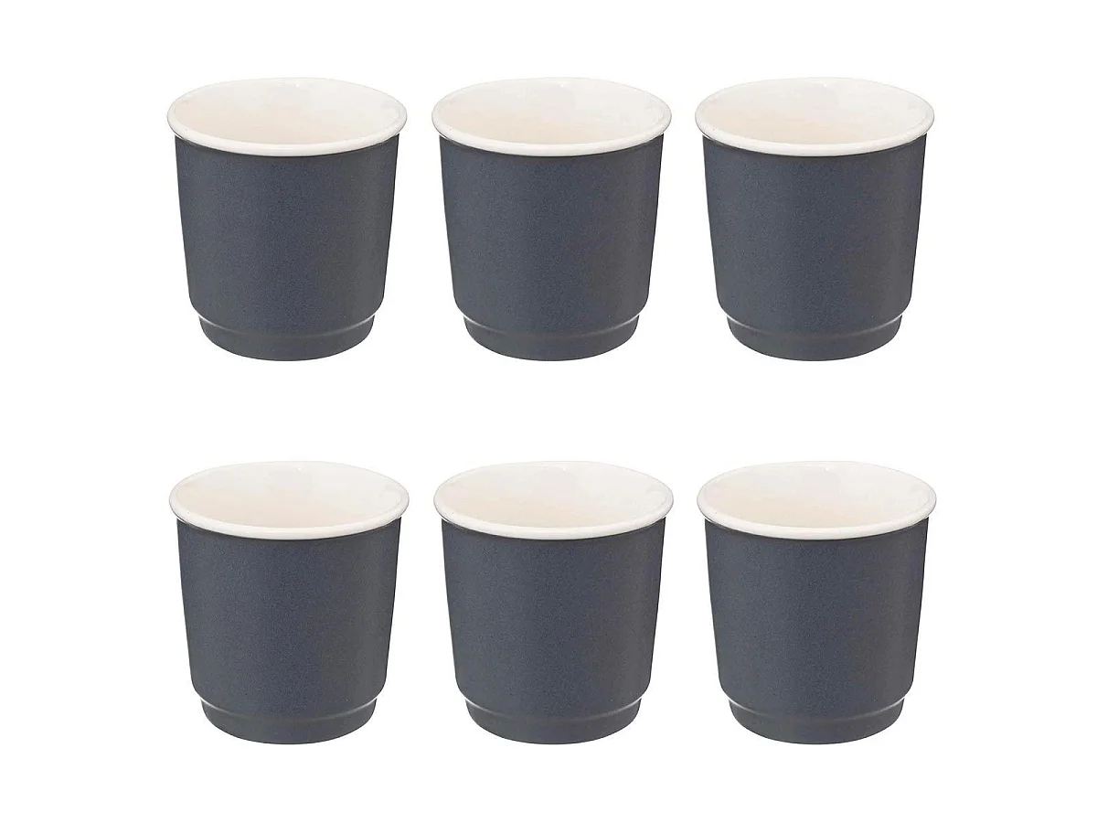 Lot de 6 Tasses à Café "Nature" 9cl Bleu Gris