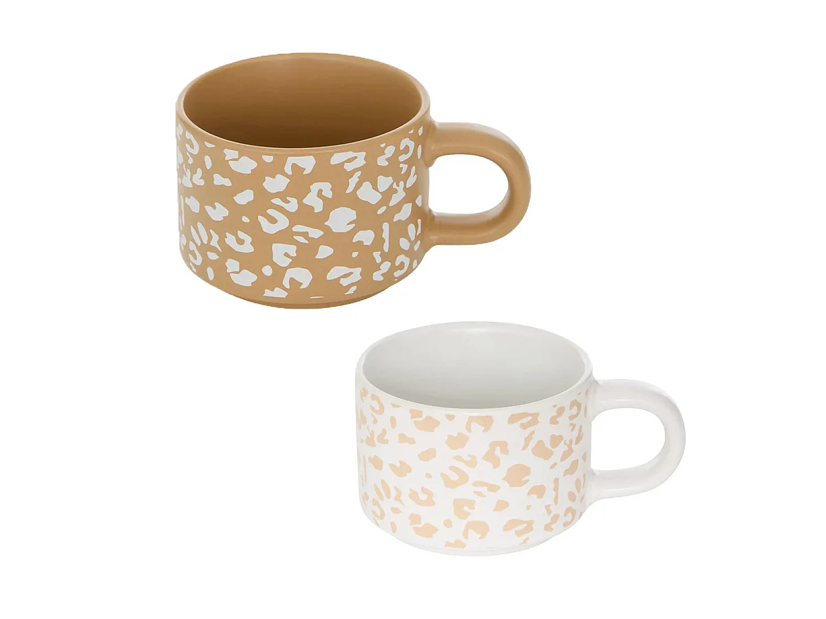Lot de 4 Mugs sur Rack "Leopardi" 20cl Multicolore