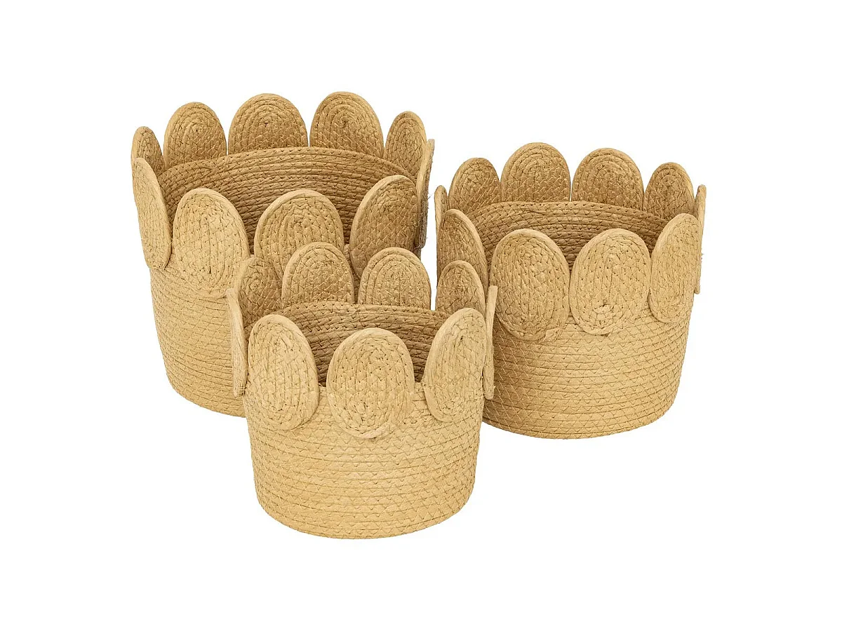 Lot de 3 Paniers Déco "Inuit Dreams" 29cm Naturel