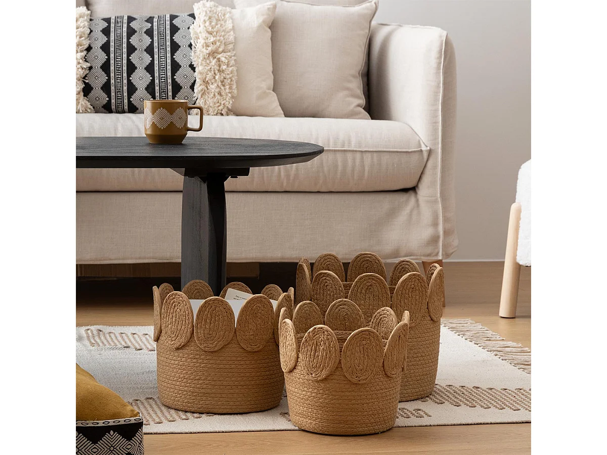 Lot de 3 Paniers Déco "Inuit Dreams" 29cm Naturel