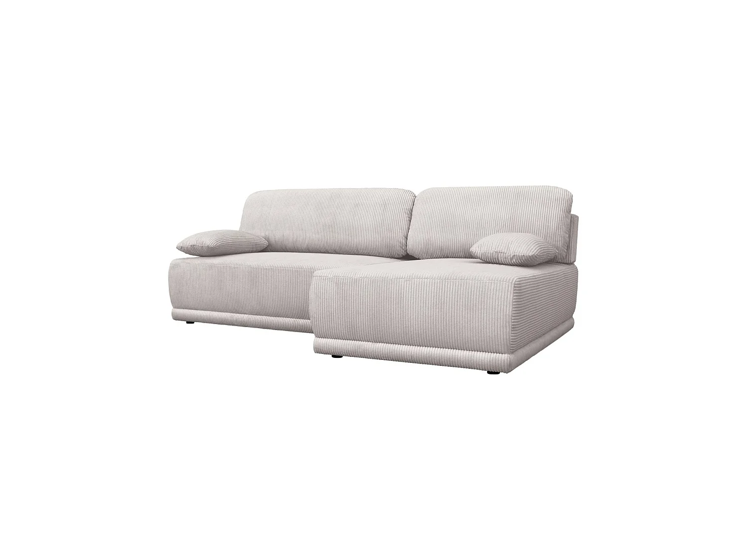 Banquette canapé d'angle droit convertible 3 places velours côtelé avec coffre greige - Nelson