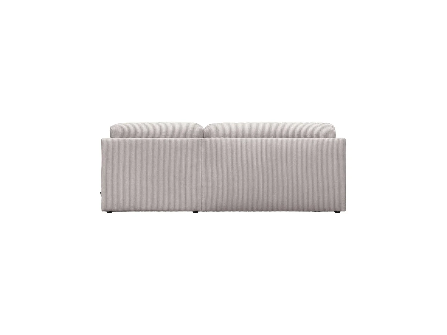 Banquette canapé d'angle droit convertible 3 places velours côtelé avec coffre greige - Nelson