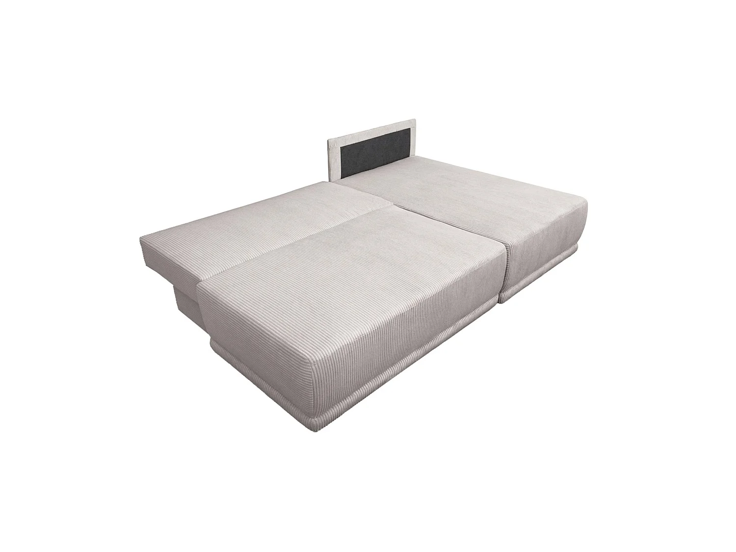 Banquette canapé d'angle droit convertible 3 places velours côtelé avec coffre greige - Nelson