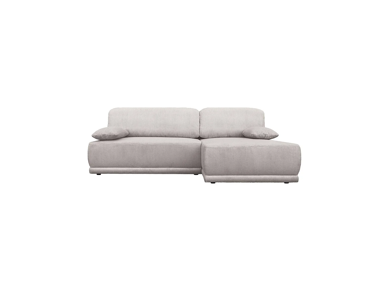 Banquette canapé d'angle droit convertible 3 places velours côtelé avec coffre greige - Nelson