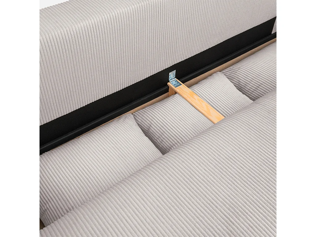 Canapé convertible 3 places velours côtelé avec coffre de rangement greige - Almo