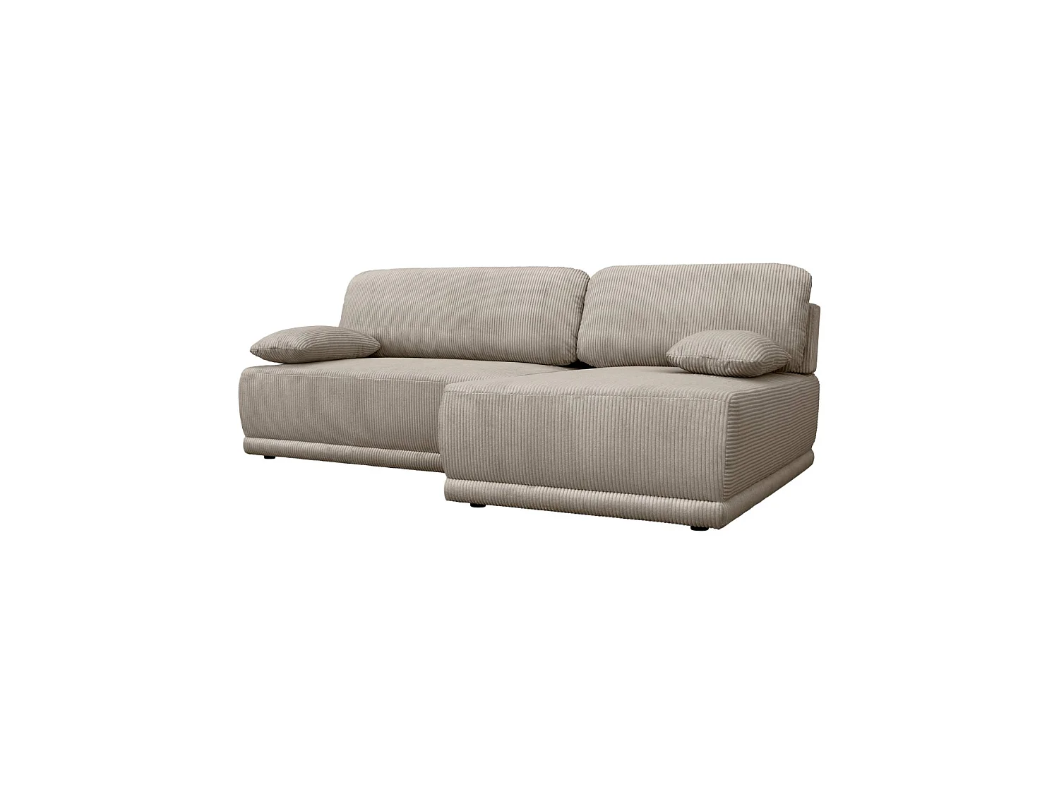 Banquette canapé d'angle droit convertible 3 places velours côtelé avec coffre taupe - Nelson