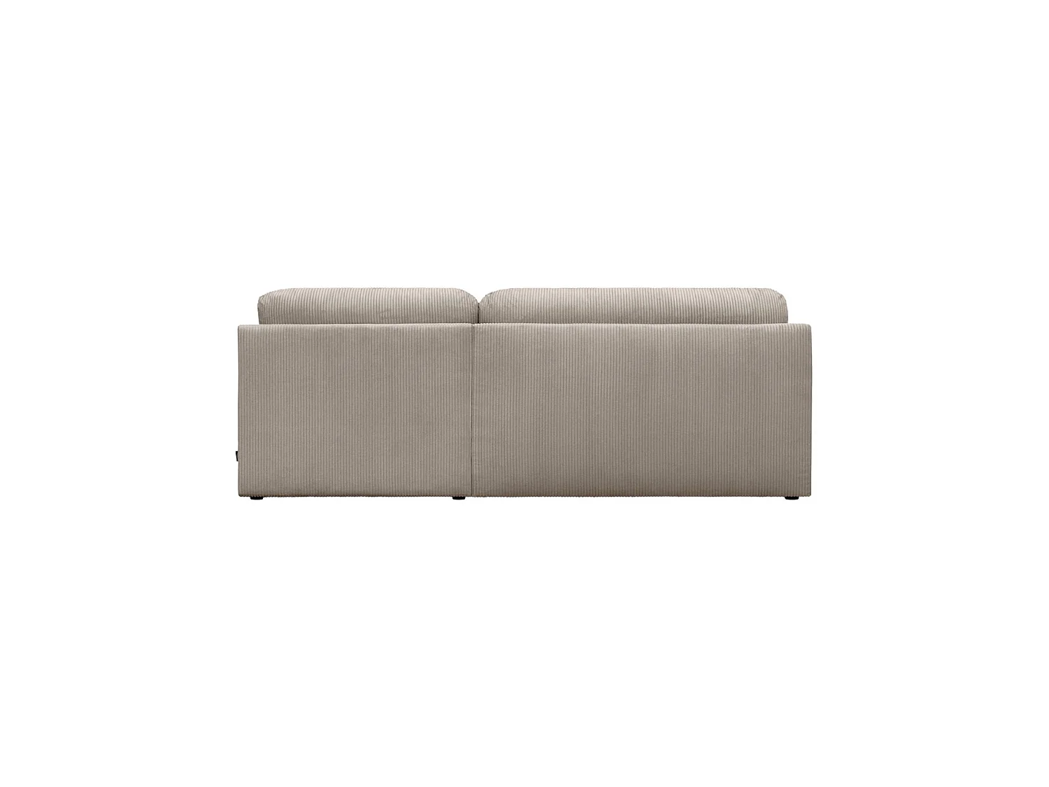 Banquette canapé d'angle droit convertible 3 places velours côtelé avec coffre taupe - Nelson