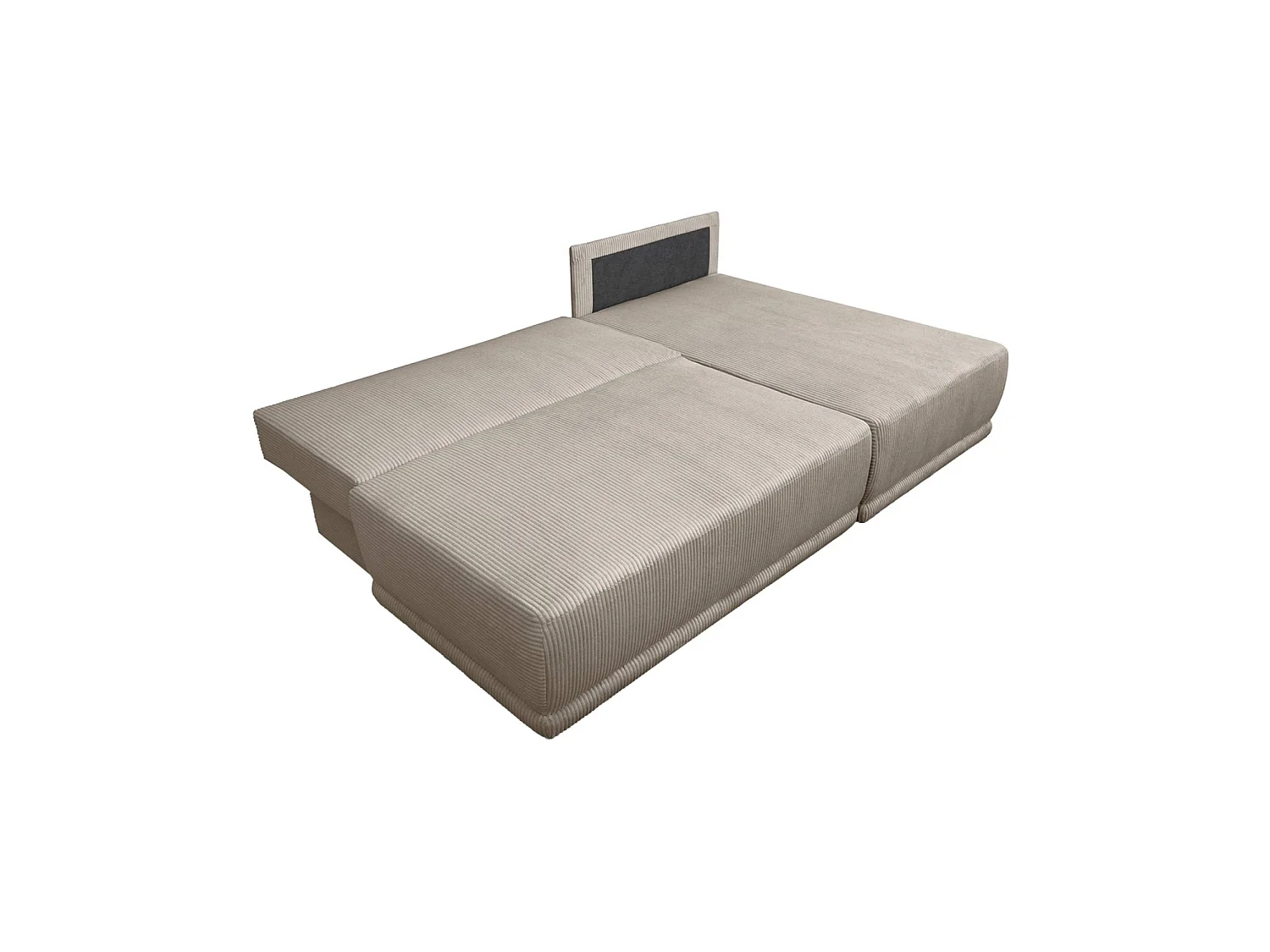 Banquette canapé d'angle droit convertible 3 places velours côtelé avec coffre taupe - Nelson