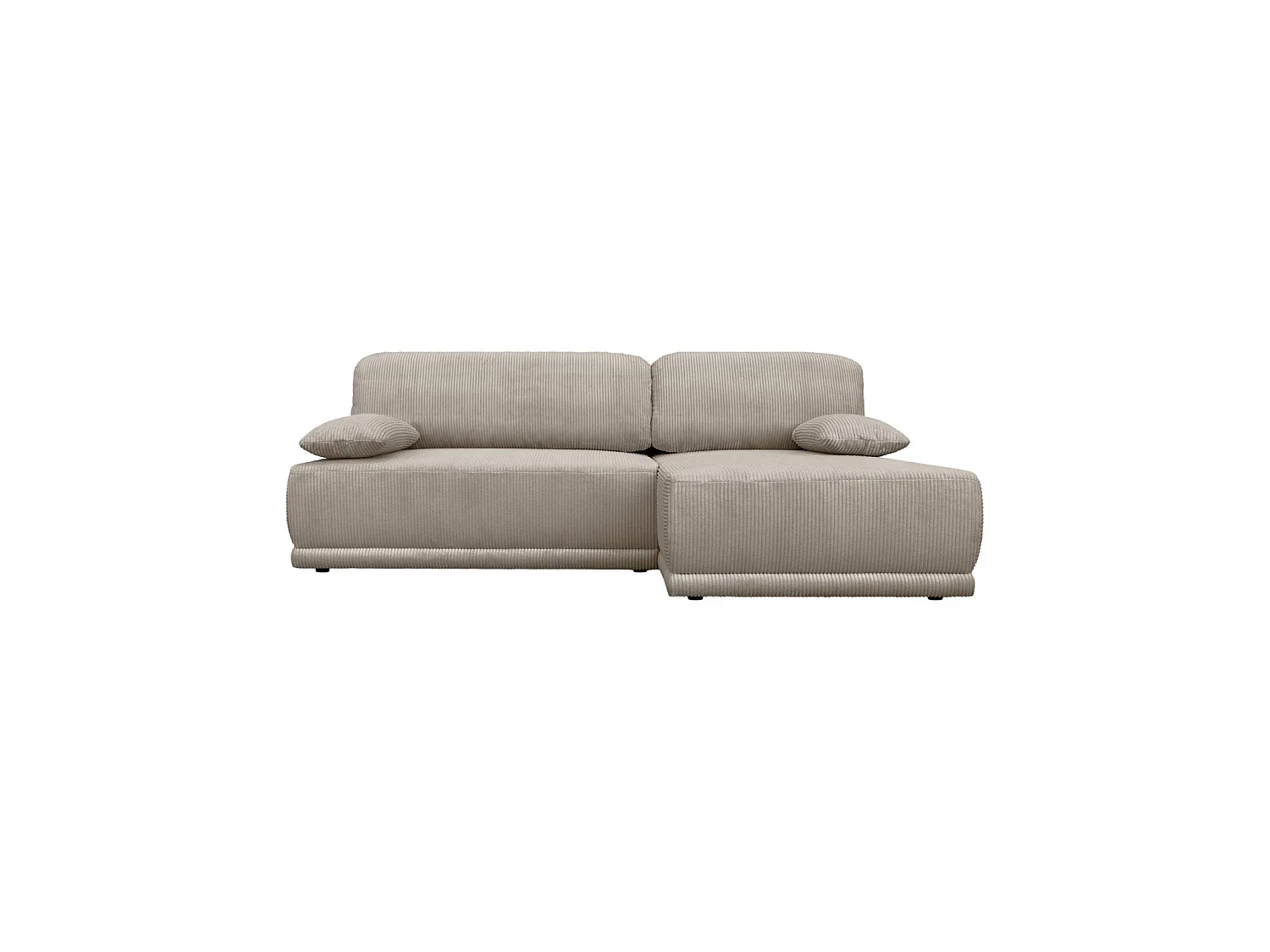 Banquette canapé d'angle droit convertible 3 places velours côtelé avec coffre taupe - Nelson