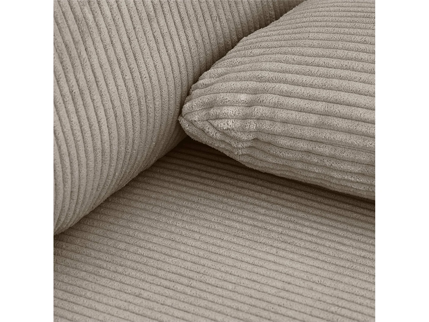 Banquette canapé d'angle droit convertible 3 places velours côtelé avec coffre taupe - Nelson
