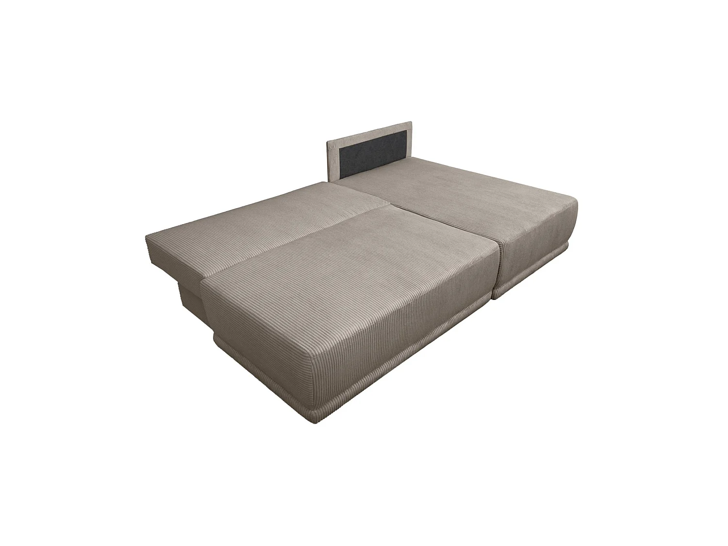 Canapé d'angle droit convertible 3 places avec coffre en velours côtelé taupe NELSON
