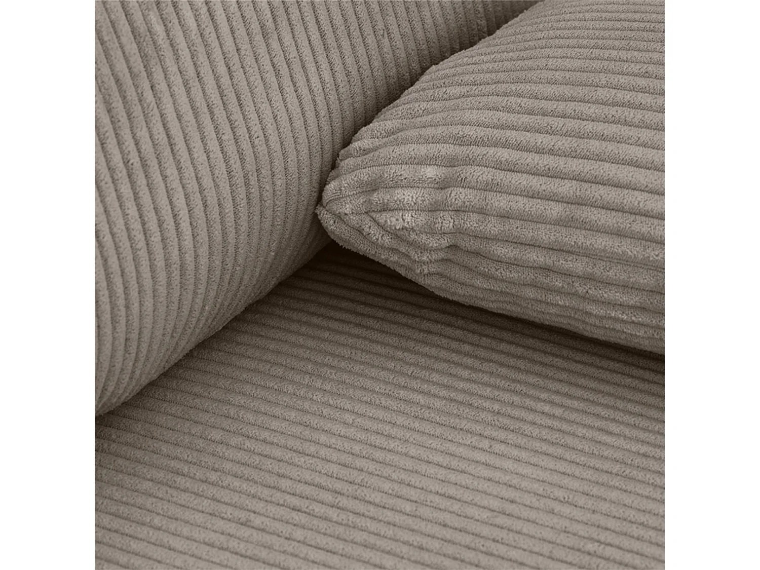 Canapé d'angle droit convertible 3 places avec coffre en velours côtelé taupe NELSON