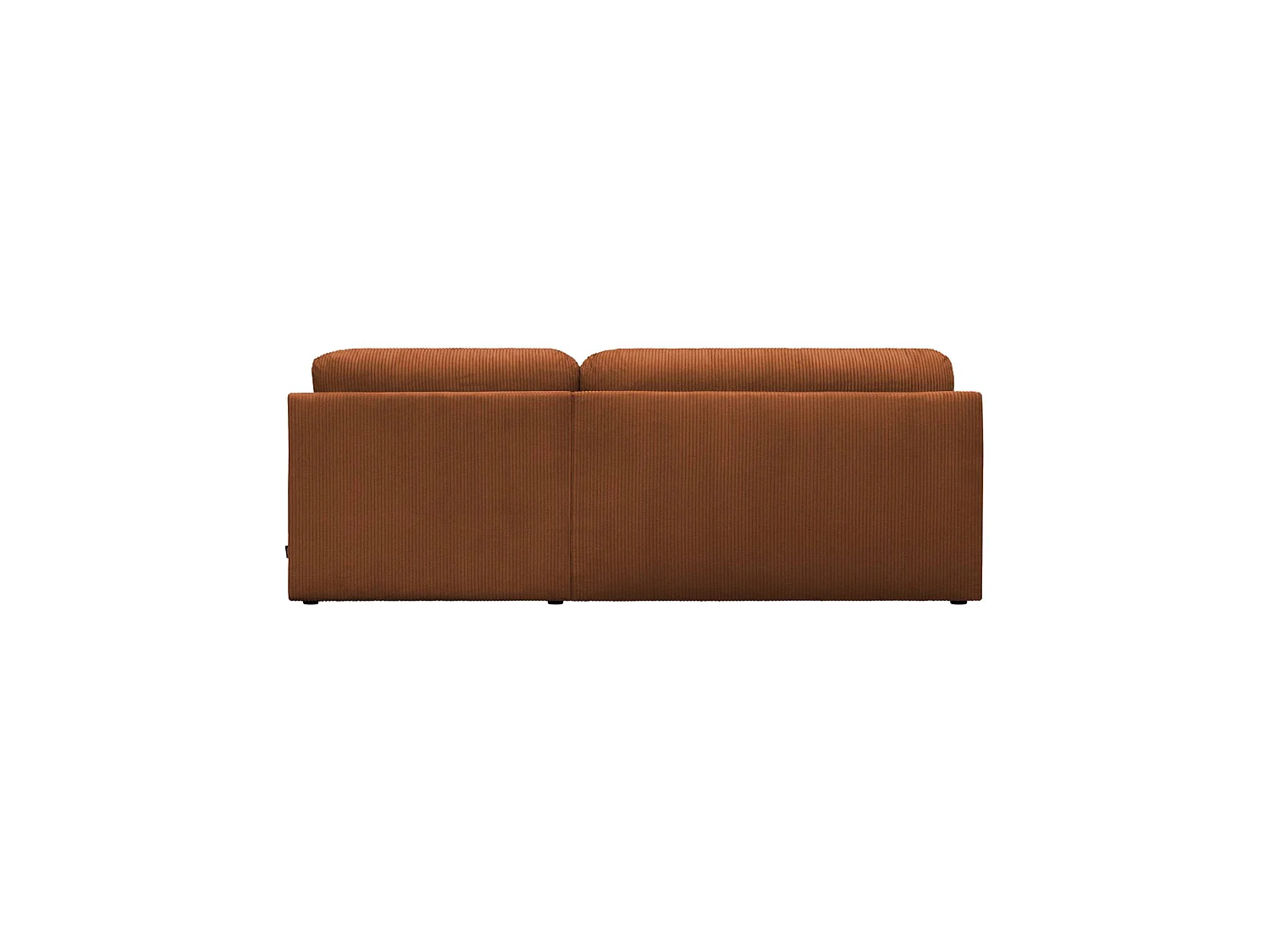 Banquette canapé d'angle droit convertible 3 places velours côtelé avec coffre brique - Nelson
