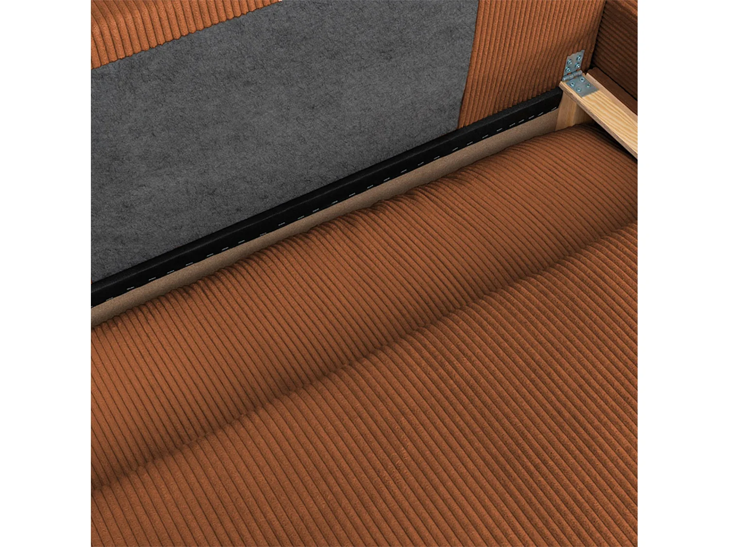 Canapé d'angle droit convertible 3 places avec coffre en velours côtelé vert NELSON