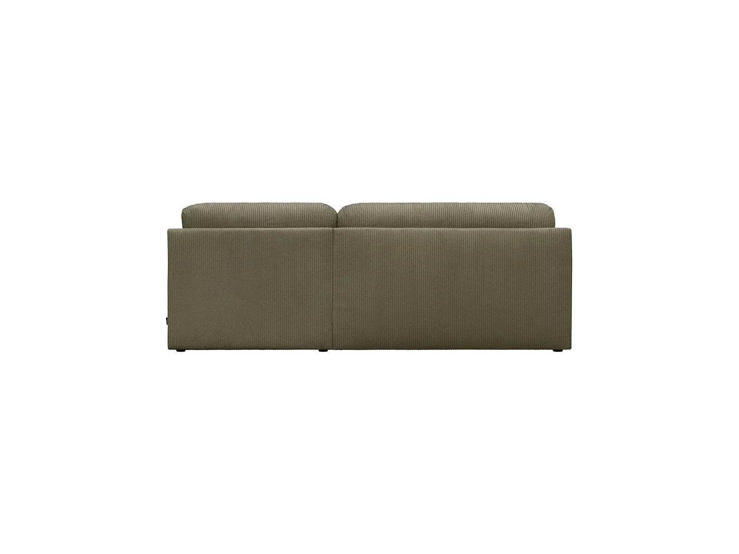 Banquette canapé d'angle droit convertible 3 places velours côtelé avec coffre kaki - Nelson