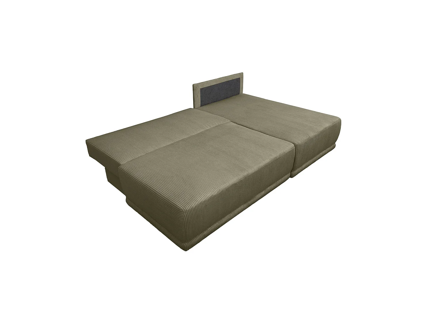 Banquette canapé d'angle droit convertible 3 places velours côtelé avec coffre kaki - Nelson