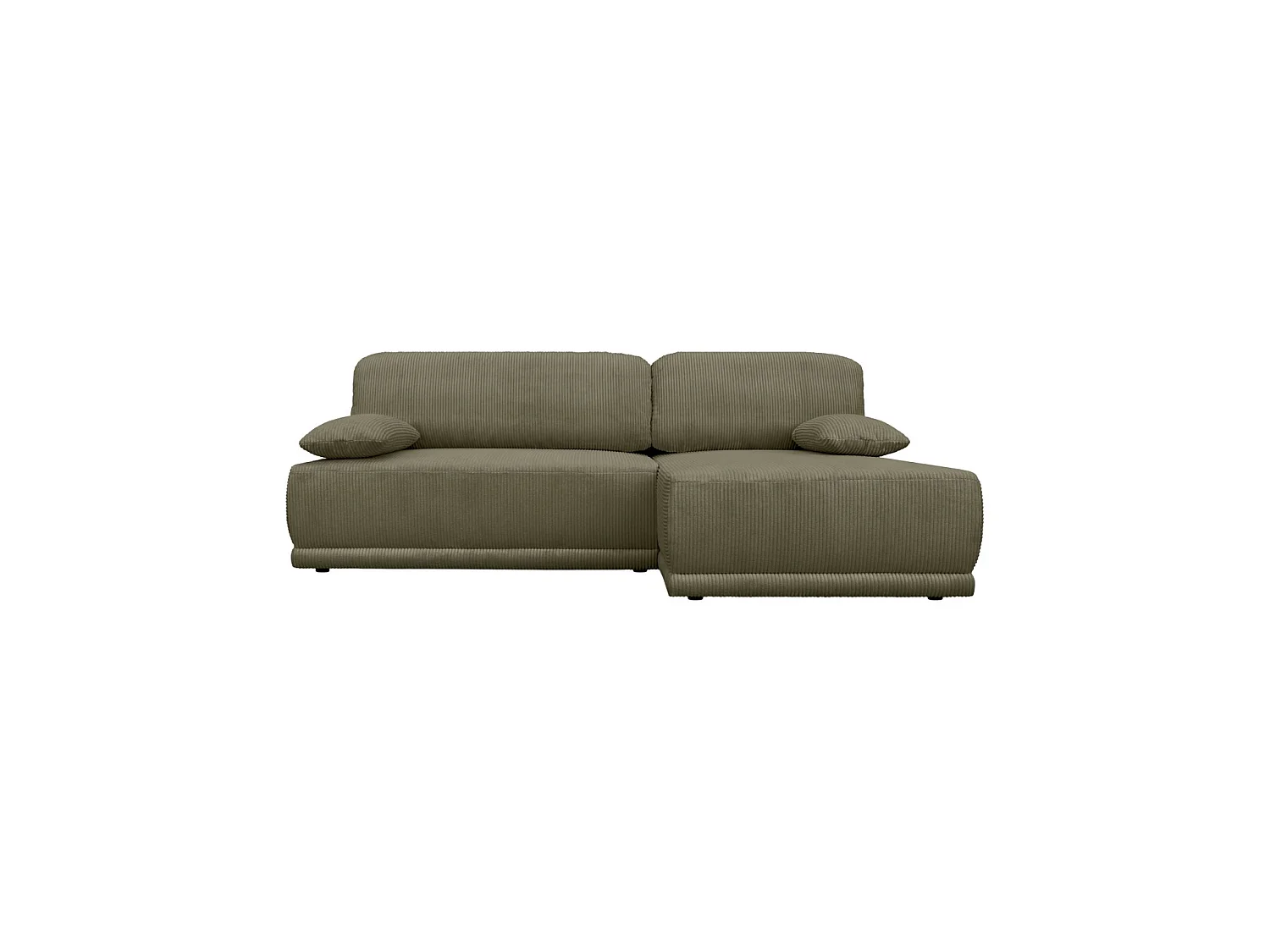 Banquette canapé d'angle droit convertible 3 places velours côtelé avec coffre kaki - Nelson