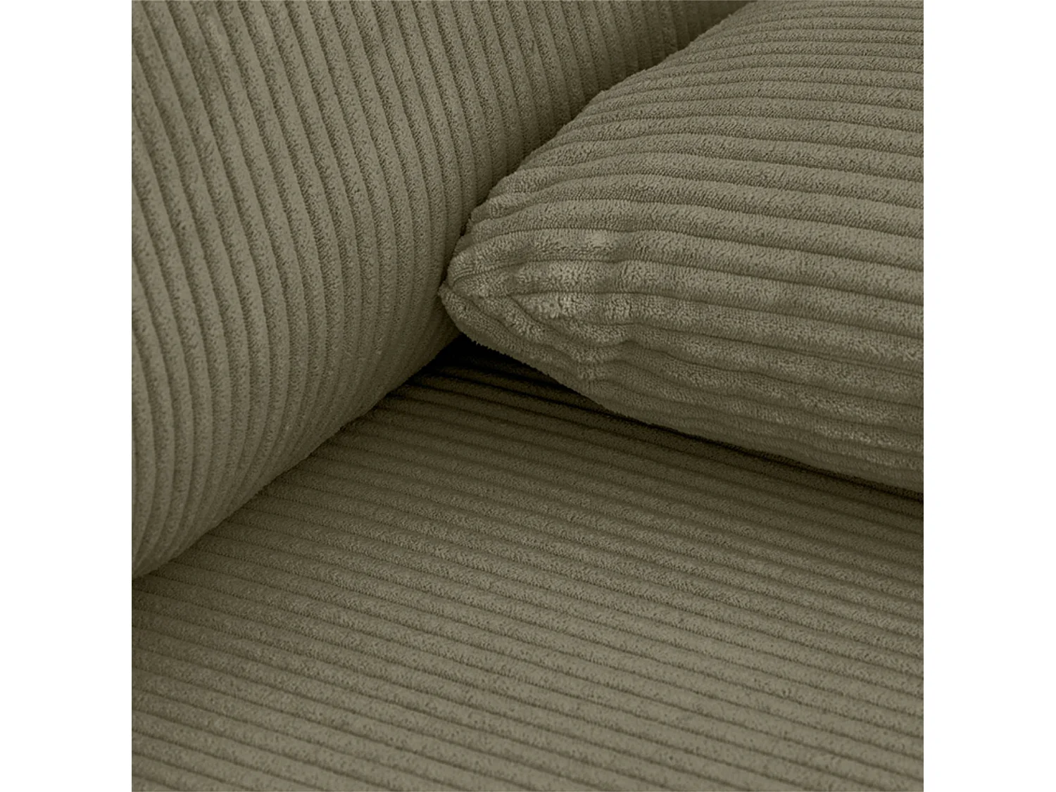 Banquette canapé d'angle droit convertible 3 places velours côtelé avec coffre kaki - Nelson