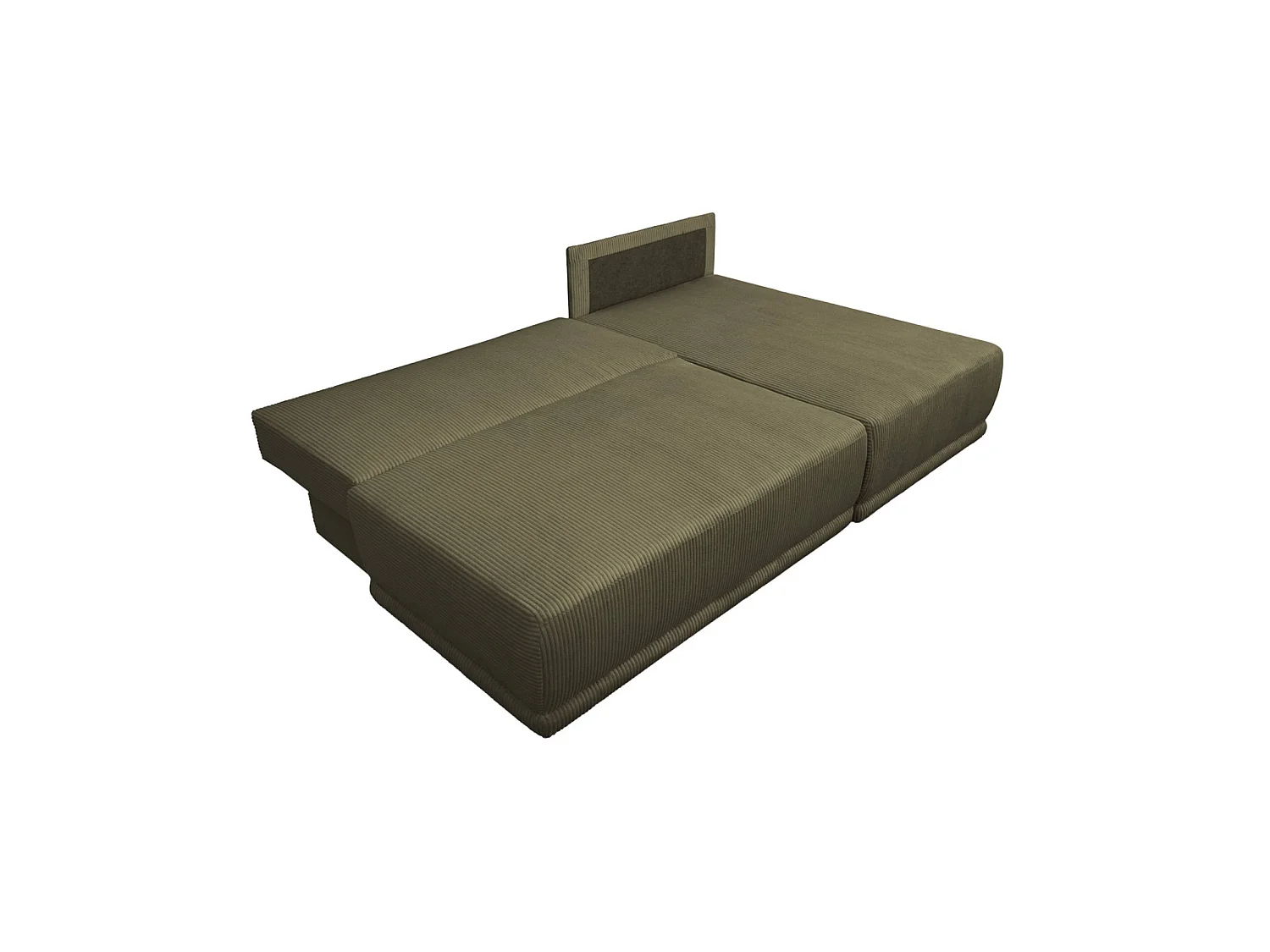 Canapé d'angle droit convertible 3 places avec coffre en velours côtelé kaki NELSON