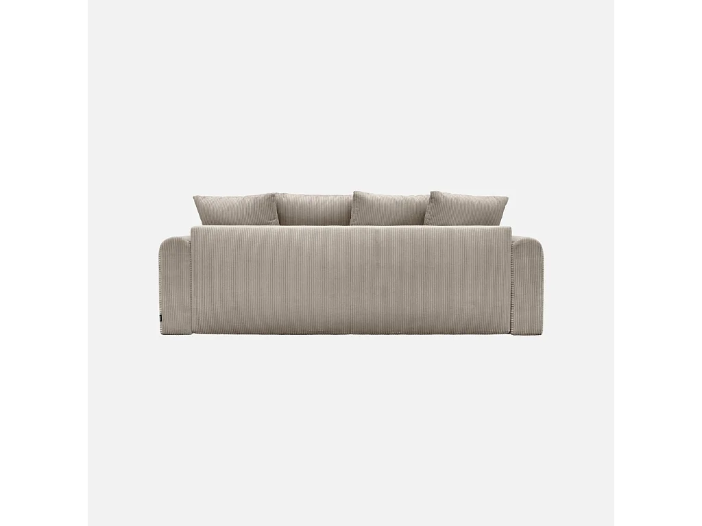 Canapé convertible 3 places velours côtelé avec coffre de rangement taupe - Almo