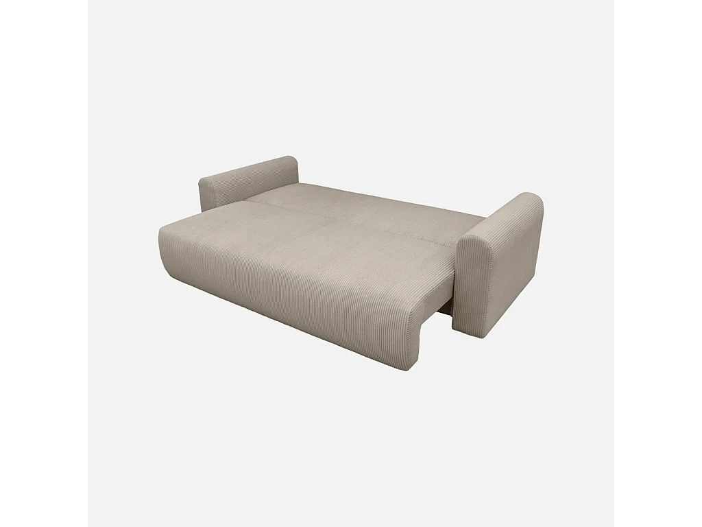 Canapé convertible 3 places velours côtelé avec coffre de rangement taupe - Almo