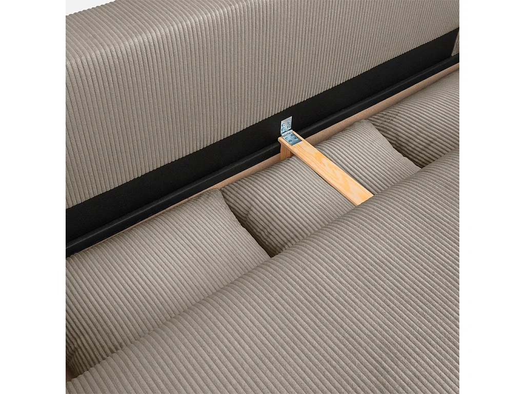 Canapé convertible 3 places velours côtelé avec coffre de rangement taupe - Almo
