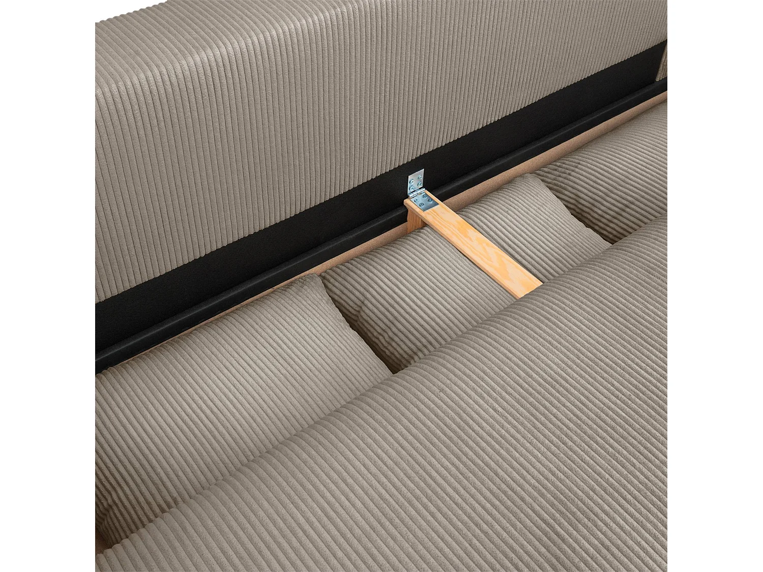 Canapé convertible 3 places velours côtelé avec coffre de rangement taupe - Almo