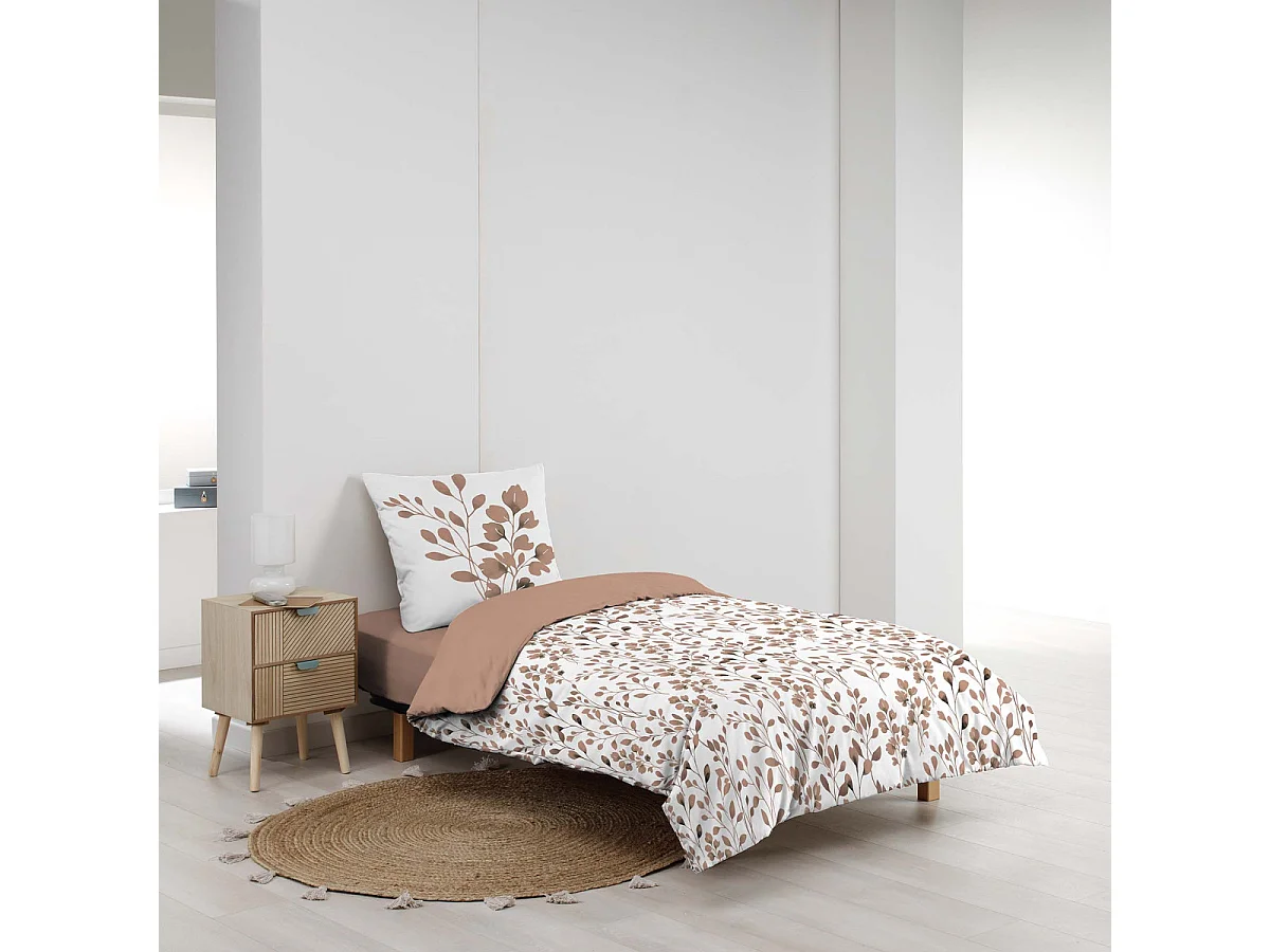 Parure de Lit 2 Pièces "Maiwen" 140x200cm Mocha