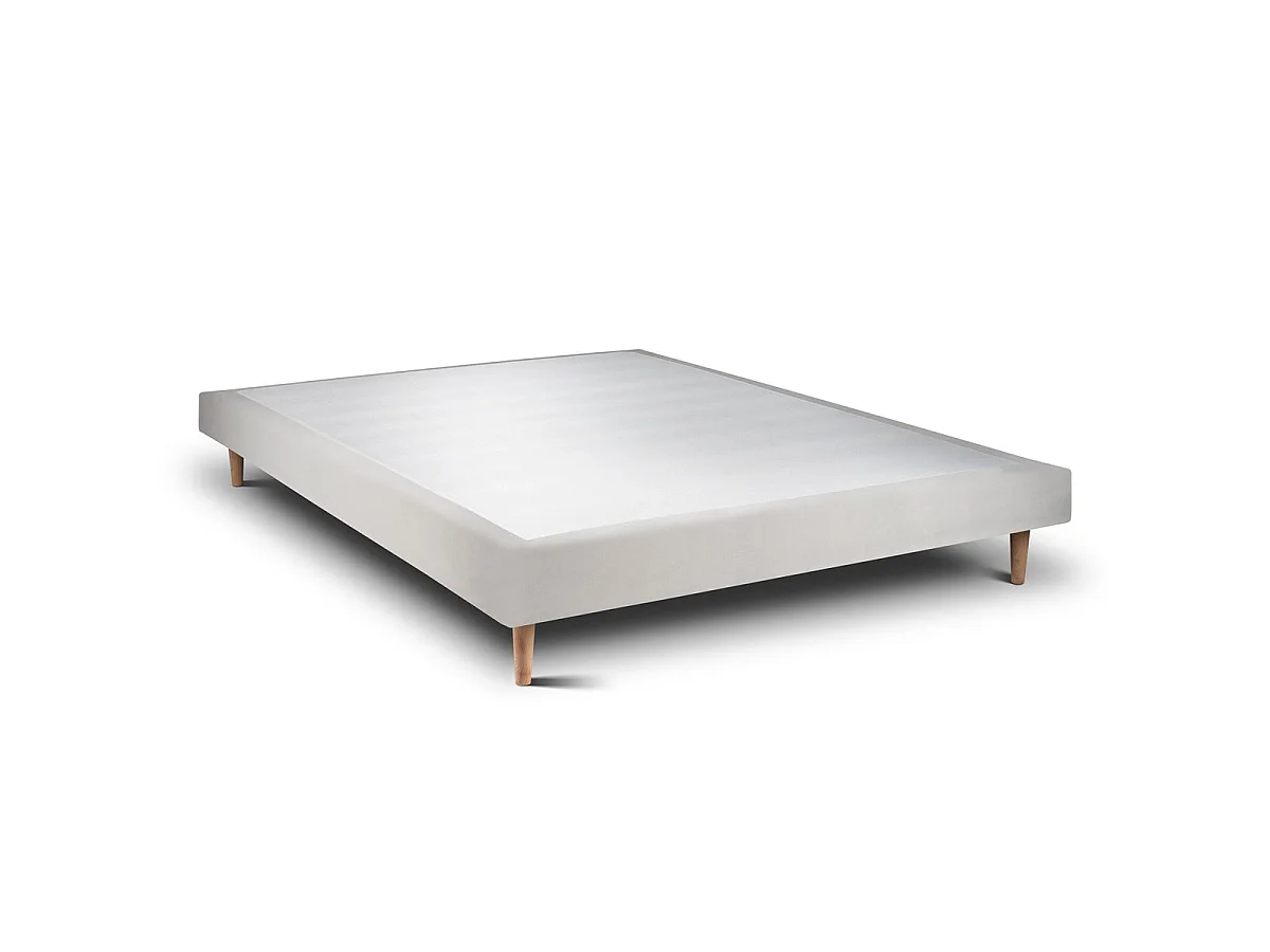 Lit 160x200cm avec tête de lit lignes velours et sommier tapissier gris clair - Hauteur totale : 29cm