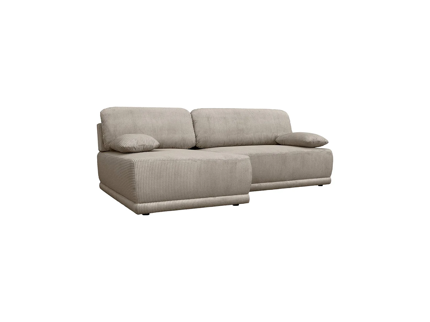 Banquette canapé d'angle gauche convertible 3 places velours côtelé avec coffre taupe - Nelson