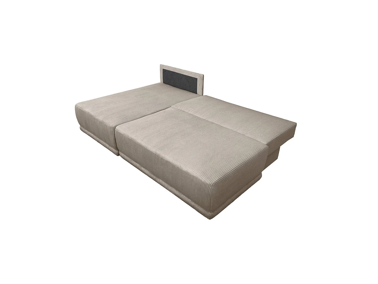 Banquette canapé d'angle gauche convertible 3 places velours côtelé avec coffre taupe - Nelson