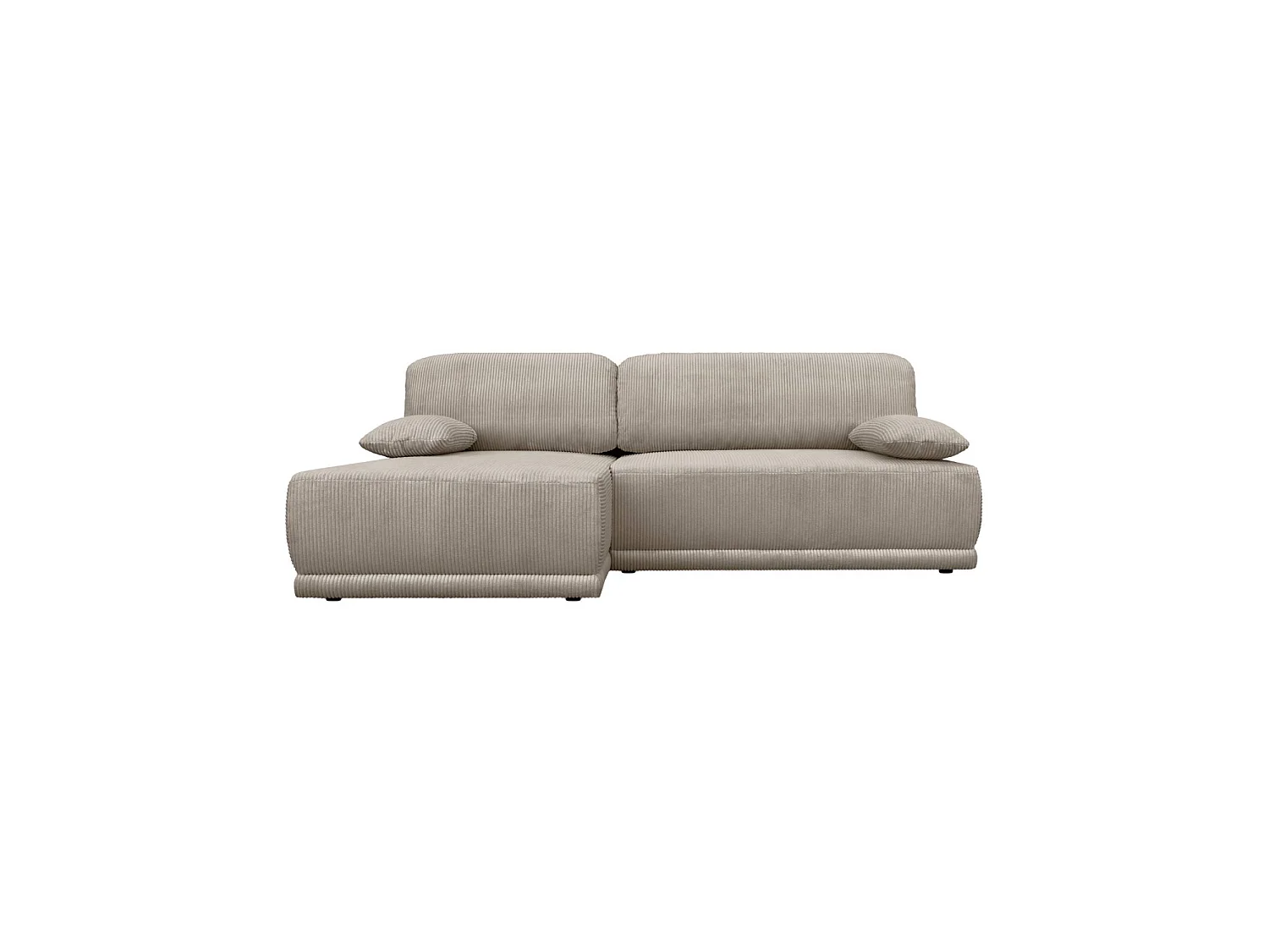 Banquette canapé d'angle gauche convertible 3 places velours côtelé avec coffre taupe - Nelson