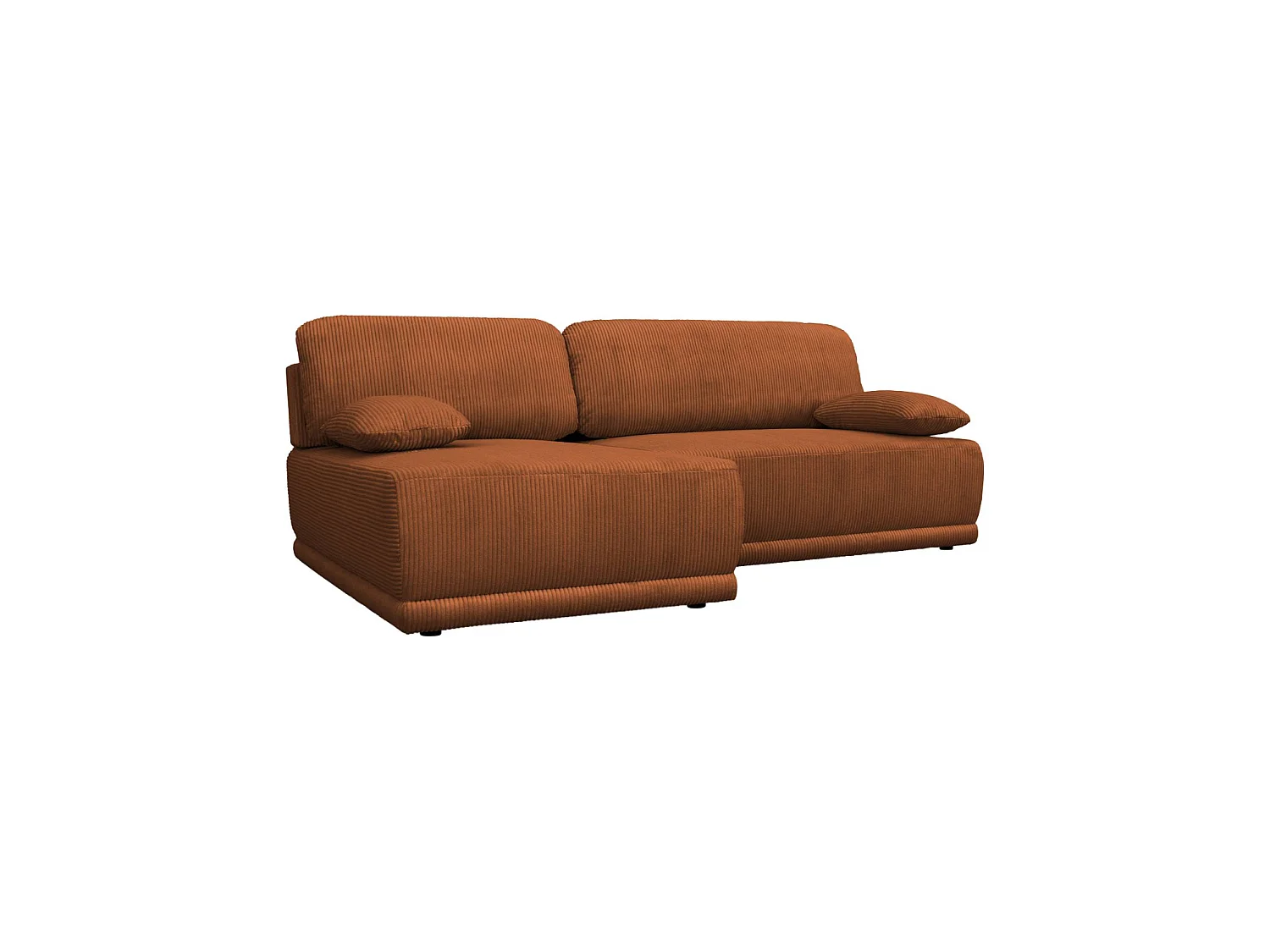 Banquette canapé d'angle gauche convertible 3 places velours côtelé avec coffre brique - Nelson