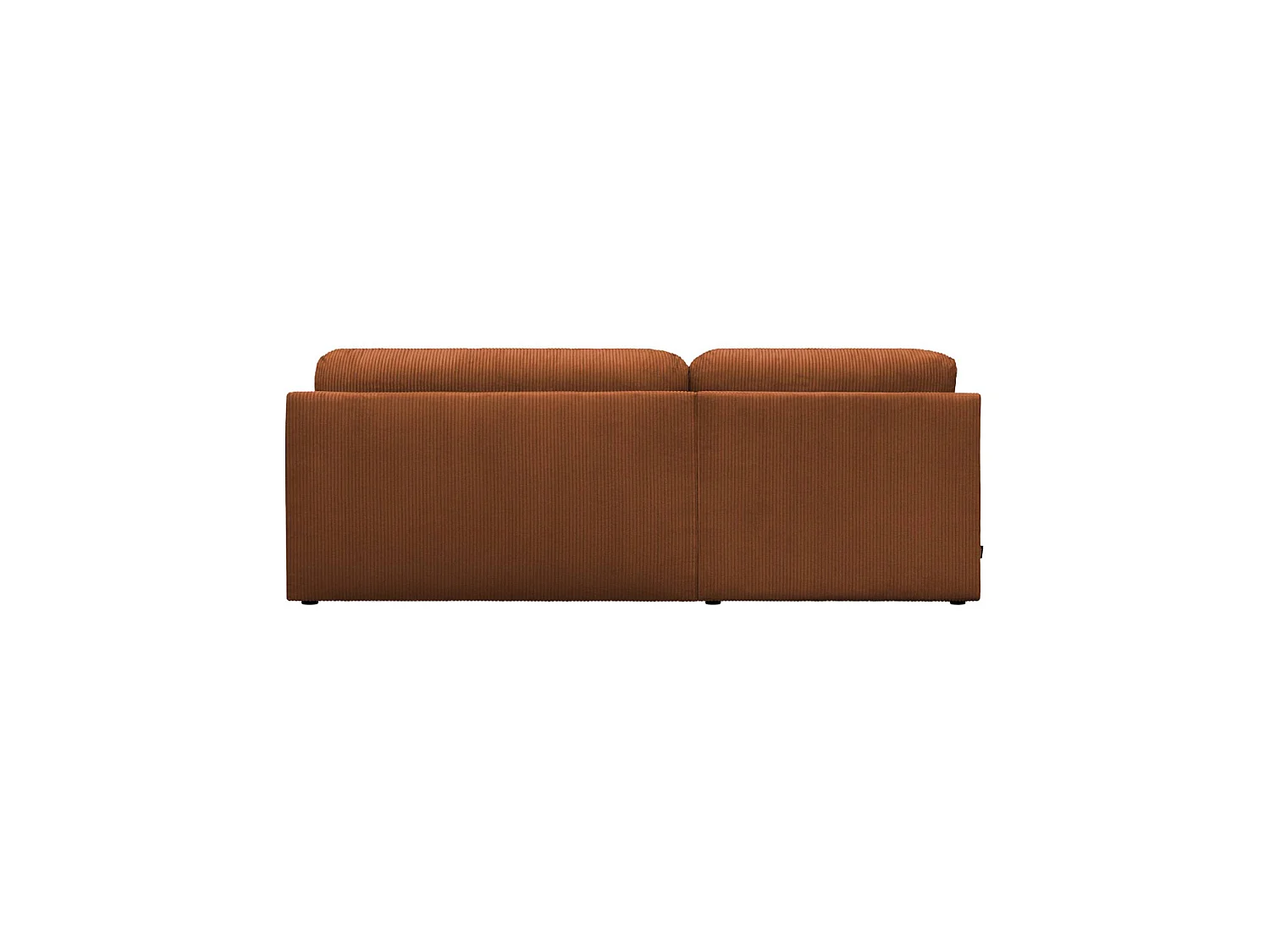 Banquette canapé d'angle gauche convertible 3 places velours côtelé avec coffre brique - Nelson