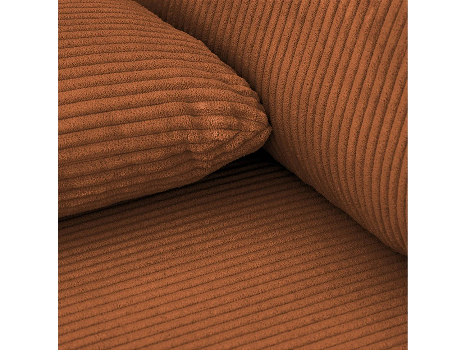 Banquette canapé d'angle gauche convertible 3 places velours côtelé avec coffre brique - Nelson