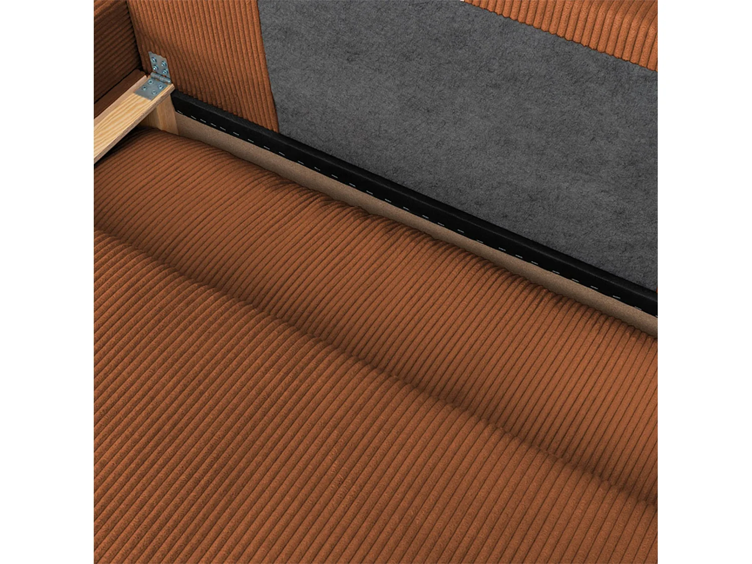 Canapé d'angle gauche convertible 3 places avec coffre en velours côtelé vert NELSON