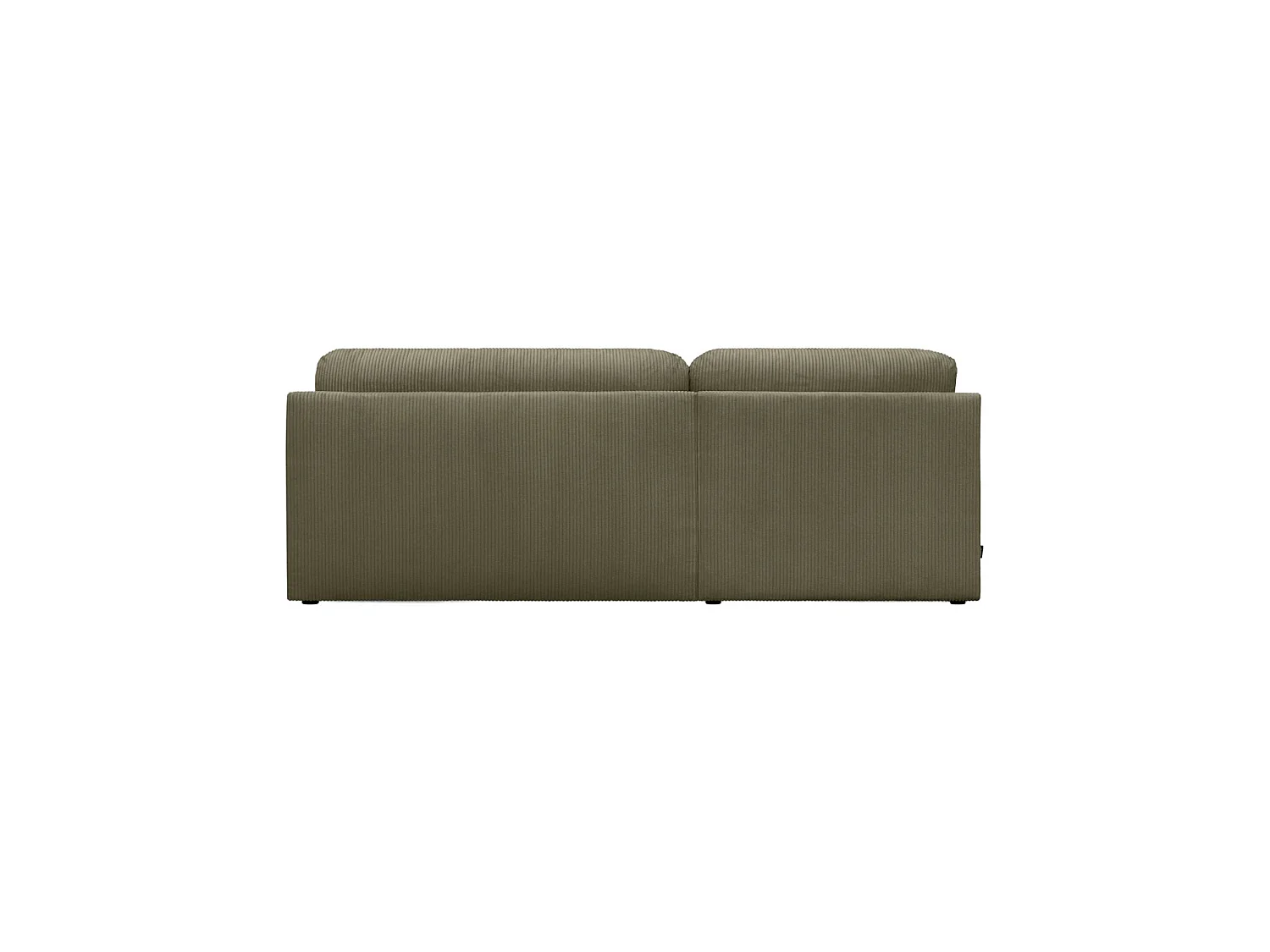 Banquette canapé d'angle gauche convertible 3 places velours côtelé avec coffre kaki - Nelson