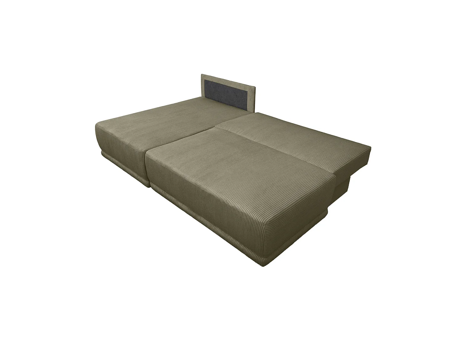 Banquette canapé d'angle gauche convertible 3 places velours côtelé avec coffre kaki - Nelson
