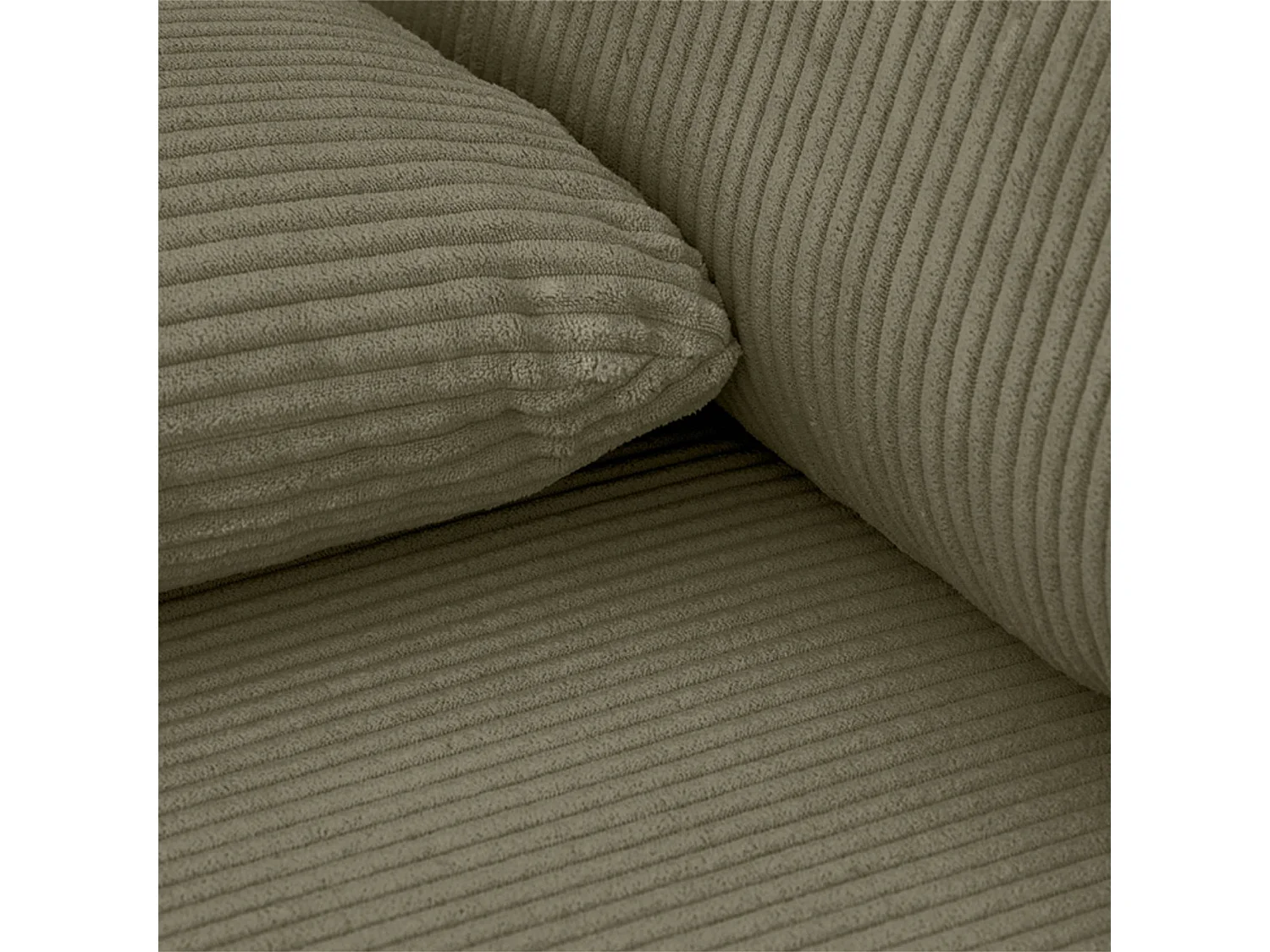 Banquette canapé d'angle gauche convertible 3 places velours côtelé avec coffre kaki - Nelson
