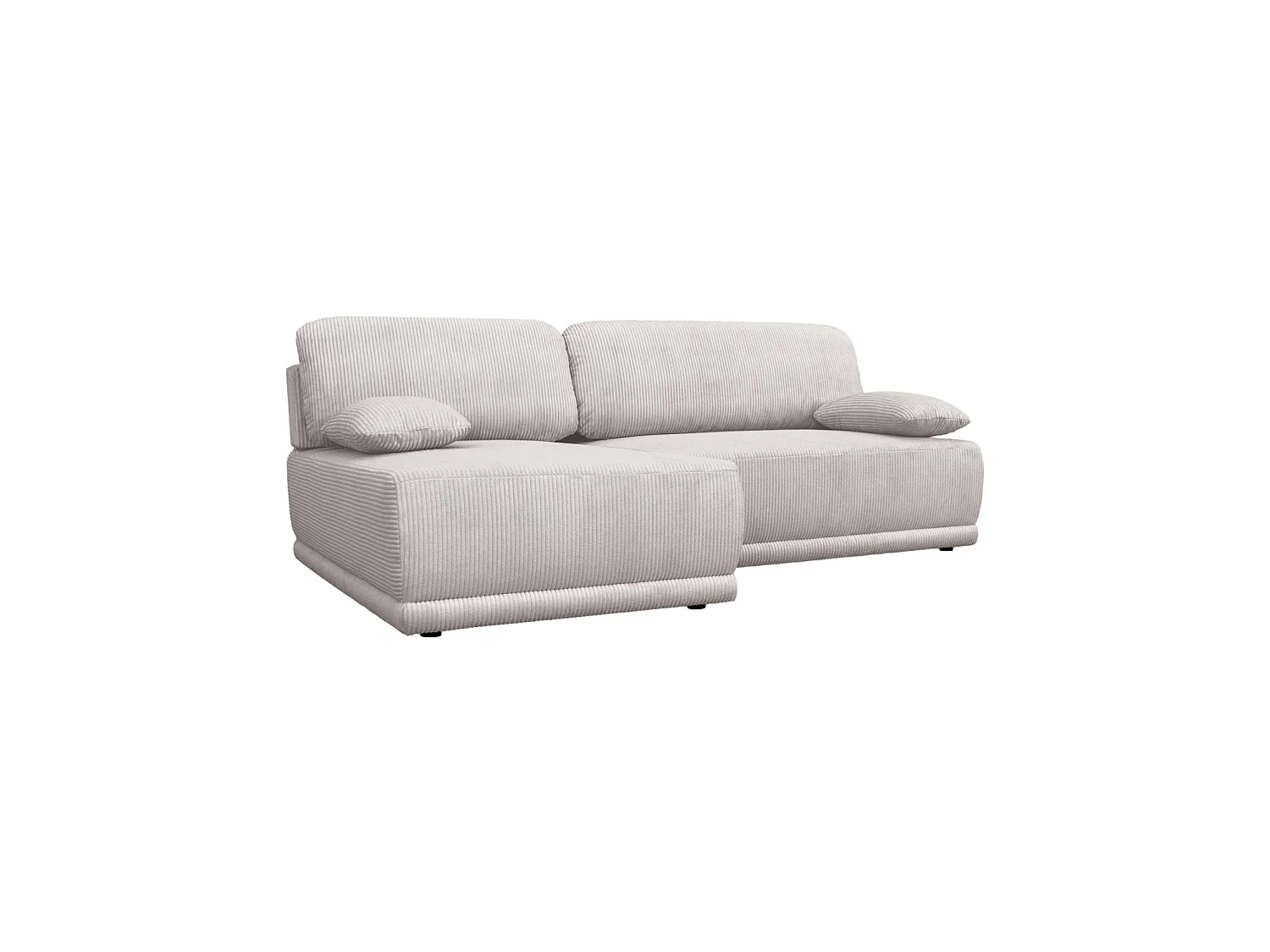 Banquette canapé d'angle gauche convertible 3 places velours côtelé avec coffre greige - Nelson
